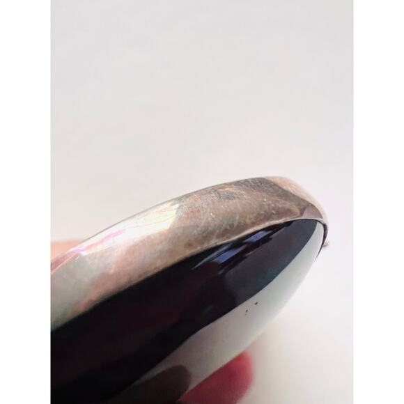 Large Sterling Silver Bloodstone Heart Pendant Red Green Pattern Decorative Bail - Picture 4 of 7